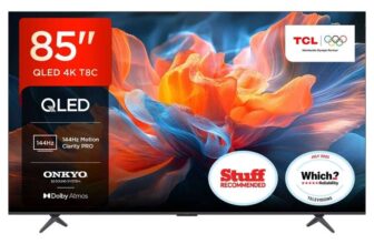 TCL 85T8C 85 QLED 4K Ultra HD, HDR PRO TV, Smart TV Powered by Google TV With Code (Free Wall Mount or Installation)