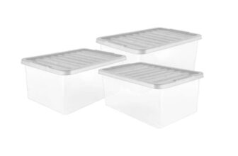 TU 45L Grey Plastic Storage Boxes – Pack of 3, Free C&C