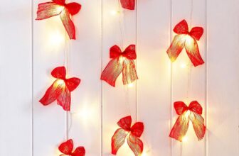 Talking Tables Fairy Lights Fabric Bow LED String Lights, Bedroom, Christmas, Wedding, Valentines Day, Engagement Party, Bridal Shower, Anniversary 2.6m, Red