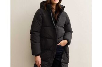 Tall Black Longline Puffer Coat Womens