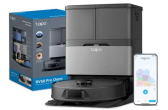 Tapo RV50 Pro Omni 15000Pa Suction Robot Vacuum Cleaner with Mop, All-in-One Dock(60C Hot Water Wash/Dry)