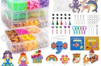 Teneytoyz Fuse Beads Kit, 36 Colors 12000 PCS 5mm Iron Beads for Kids with 5 Pegboards, Tweezers, Pattern Guide, Ironing Papers and Keyrings, Fuse Bead Craft Kit for Boys Girls DIY Crafts