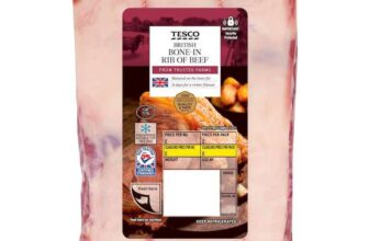 Tesco Bone In Rib Of Beef 1-2 KG (Equivalent to £20 per KG) – Clubcard Price