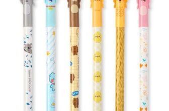 Thboxes 6 Erasable Gel Pens 0.5mm Black/Blue Animal Prints