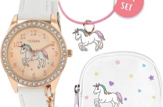 Tikkers Girls White PU Strap Unicorn Stone Set Watch Set ATK1063