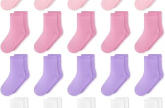 Toddler Girls Socks 20 Pairs Multipack Running Causal Kids Baby Hiking Home White Pink Rose Size 5-6 Elastic Mid Cut Socks 1-2 Years