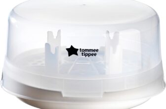 Tommee Tippee Microwave Steam Steriliser for Baby Bottles, Soothers, Breast Pumps and Feeding Accessories, Kills Viruses and 99.9% of Harmful Bacteria, 4-Minute Sterilisation Cycle