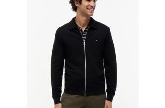 Tommy Hilfiger Textured Knit Zip-thru Polo Cardigan