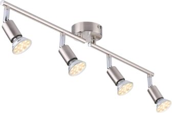 Tomshin-e Ceiling Light Fittings 4 Way Ceiling Spotlight Rotatable Swiveling Lamp, LED Ceiling Spotlight for Kitchen, Living Room, Bedrooms, Lounge