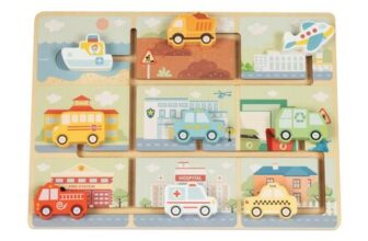 Tooky Toy Wooden Chunky Vehicle Puzzle