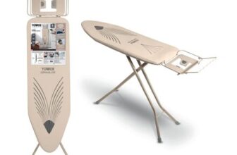 Tower T873014MSH Ceraglide plus Large Ironing Board, Adjustable Height, Latte