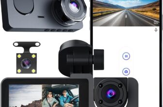 Triple Lens Dash Cam WiFi 1080P, Car Camera Front Inside Rear, Super Night Vision, 24H Parking Monitor, Dashcam with Loop Recording, App Control, Easy Installation with Mount
