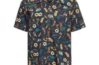 Tropical Hawaiian-Style Shirt Deluxe Short-Sleeved Shirt Black by King Kerosin