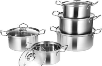 ULTECHNOVO Induction Stockpot Set Stainless Steel Soup Pots with Lids Double Handles Kitchen Cookware Set Versatile Cooking Pots for Soup Stew Porridge 6.42 Inch Diameter
