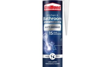 Unibond Bath & Kitchen Mould-Resistant, Transparent Silicone Sealant, Silicone-Based Sanitary Sealant 280ML