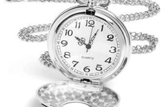 Vicloon Modern Quartz Pocket Watch with Chain – Roman Numerals Stylish Design Silver/Bronze/Black – Sold By Best Sellers FBA
