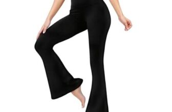 Viiotu Flared Leggings, High-Waisted Bootleg Yoga Pants, Black