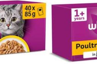 WHISKAS Adult Wet Cat Food in Jelly 40x85g Poultry Feasts (Pack of 2) S&S £17.82