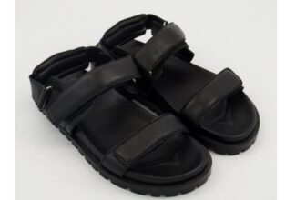 Whistles Black Leather Ria Sporty Flat Sandals ( Sizes 3 & 4 Only Available)