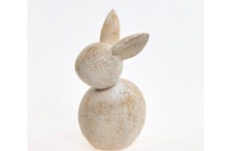 White & Brown Resin Easter Bunny Ornament 20x9cm