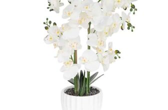 White & Green 65cm Orchid Pot with artificial plant in White Ceramic Pot (free cc only)
