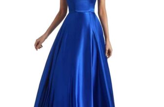 Womens Satin Spaghetti Strap Prom Evening Dress, Royal Blue – Size 8