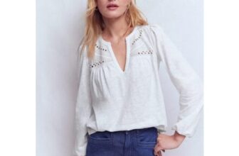 Woven-Mix Notch Neck Top