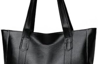 YXQSED Ladies Tote Womens Bags Shoulder Handbag Simple PU Leather Top Handle Handbags Work School Shopping Bags for Women with Zip and Inner Pocket(Black)