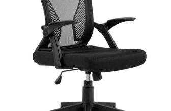 Yaheetech Ergonomic Mesh Office Chair, Swivel Computer Desk Chair with Flip-up Armrests and Lumbar Support