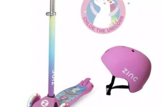 Zinc Combo : 3 Wheel Unicorn Scooter & Helmet Free C&C