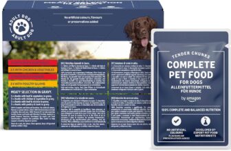 by Amazon Complete Wet Food for Adult Dogs, Meat Selection in Gravy, 1.2 kg (12 pouches of 100g)