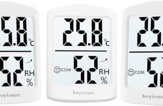hoyiours Room Thermometer Digital Indoor Hygrometer, Room Thermometer Temperature Monitor, 3 Pack Thermo-Hygrometer, White
