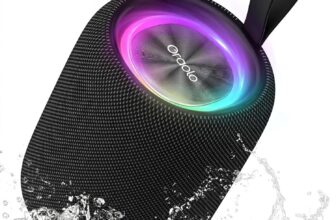 oraolo Portable Bluetooth Speaker, BT5.3 Wireless Speaker with RGB Lights, IPX6 Waterproof, 8H Playtime Supports TF, USB, mini shower Speakers, Wireless Stereo Pairing for Outdoor/Party/Beach/Travel