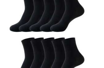 10-Pair Pack Durable Crew Socks for Men, Soft and Breathable, Size 6-9 (Black 19000) – Sold by Amazon Haul Global