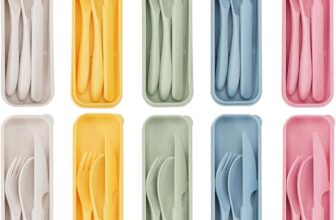 10 Sets Travel Cutlery Set with Case, Reusable Flatware Set with Forks Spoons Knife, Portable Plastic Camping Cutlery for Kid Adult Lunch Travel Picnic Camping Daily Use (Light)