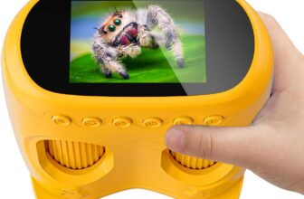 1000X 2-in-1 Handheld Microscope and Binoculars for Kids, Temodu 4K 2.0 Screen Educational Science Kit Digital Microscope, Rechargeable Mini Pocket Binoculars, Birthday, Ages 3 (Orange)