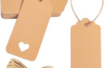 100pcs Kraft Paper Gift Tags with Heart Cutout Scalloped Edge Hang Tags with Jute Twine DIY Craft Tags for Wedding Christmas Party Favors Packaging Scrapbooking