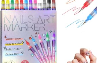 12 Colors Nail Art Pens Set, 0.5mm Nail Art Markers Polish Pens for 3D Nail Art Nail Art Markers for Gel Nails DIY Quick Dry Graffiti Dotting Point Liner Pens for Women Girls Decor (G)