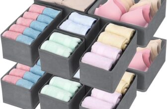 12 Pack Drawer Organisers Foldable Storage Box Fabric Drawer Dividers Closet Wardrobe Cubes for Clothing Bras Socks Underwear Ties Scarves Towels (Grey)