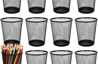 12 Pack Metal Pen Holder Mesh Pencil Holder, Black Pen Holder Cup for Desk, Black Wire Mesh Pencil Cup Holder for Desk Office Pen Organizer