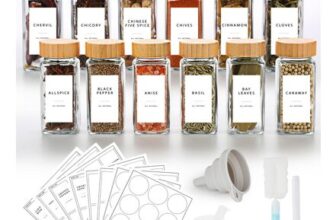 12 Spice Jars, 120ml Glass with Bamboo Lids