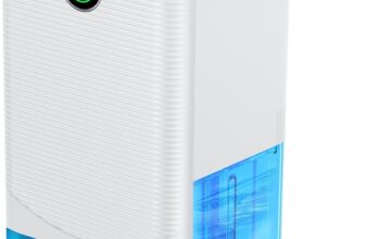12L/day Dehumidifier with Humidity Sensor & Display and 24-Hour Timer, 3 Dehumidification Modes, Suitable Bedrooms, Office, Basements, Continuous Draining, White – Upgraded