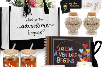 13 Pcs Wedding Honeymoon Gifts for Couple Mr with Glass Adventure Book Passport Holder Scrapbook Baggage Tags Jar Tote Bag Mrs Bridal Shower Engagement Gifts