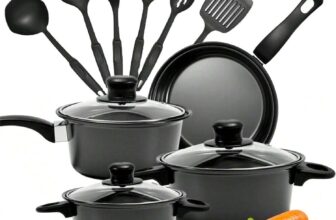 13-Piece Non-Stick Cookware Set with Glass Lids – Durable Iron Pots and Pans – Please Confirm the Size Before Ordering.