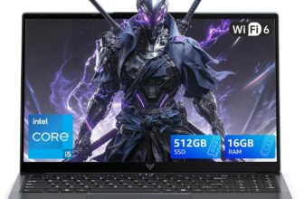 15.6 inch Gaming Laptop with 12th Core i5-12600H Processor up to 4.50 GHz (Beat Ryzen 7 7730U) 12 Cores – 16GB RAM DDR42 512GB M.2 PCIe 3.0 SSD, 1080P FHD, BT5.2, USB3.2, Type-C,WiFi 6