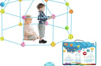 168pcs Den Building Kit – Kids Fort Building Kit – Creative STEM Construction Toys, Building Toys for Kids Play Spaces, Tents & Hideouts, Christmas & Birthday Gift for 3-12 Years Old