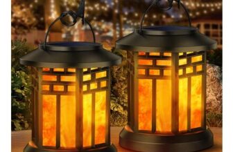 2 Pack Flickering Flame Solar Garden Lanterns