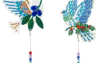 2 Pcs 5D DIY Diamond Painting Wind Chimes Pigeon Double Sided Suncatcher Kits for Kids Crystal Wind Chimes Diamond Art Suncatcher Kits Hanging Ornament Painting Wind Chime Pendant for Window Decor