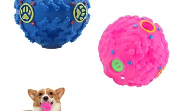 2 Pcs Interactive Dog Treat Toys Pet Treat Dispenser Balls 7.5cm Rubber Dog Interactive Squeak Balls Puppy Dispenser Puzzle Chew Toys for Boredom Training Tooth Cleaning for Small Pets (Blue, Red)