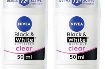 2 pack NIVEA Black & White Invisible Anti-Perspirant Stick (50ml), 72hr Anti-Sweat Deodorant Stick for Women, £2.83 s&s